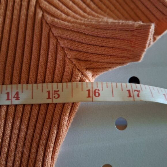 Abercrombie & Fitch Womens Bodycon Dress Short Sleeve Apricot Ribbed Mini Medium - Picture 11 of 11